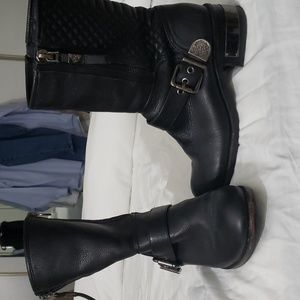 Vince Camuto Black Leather Moto Boots